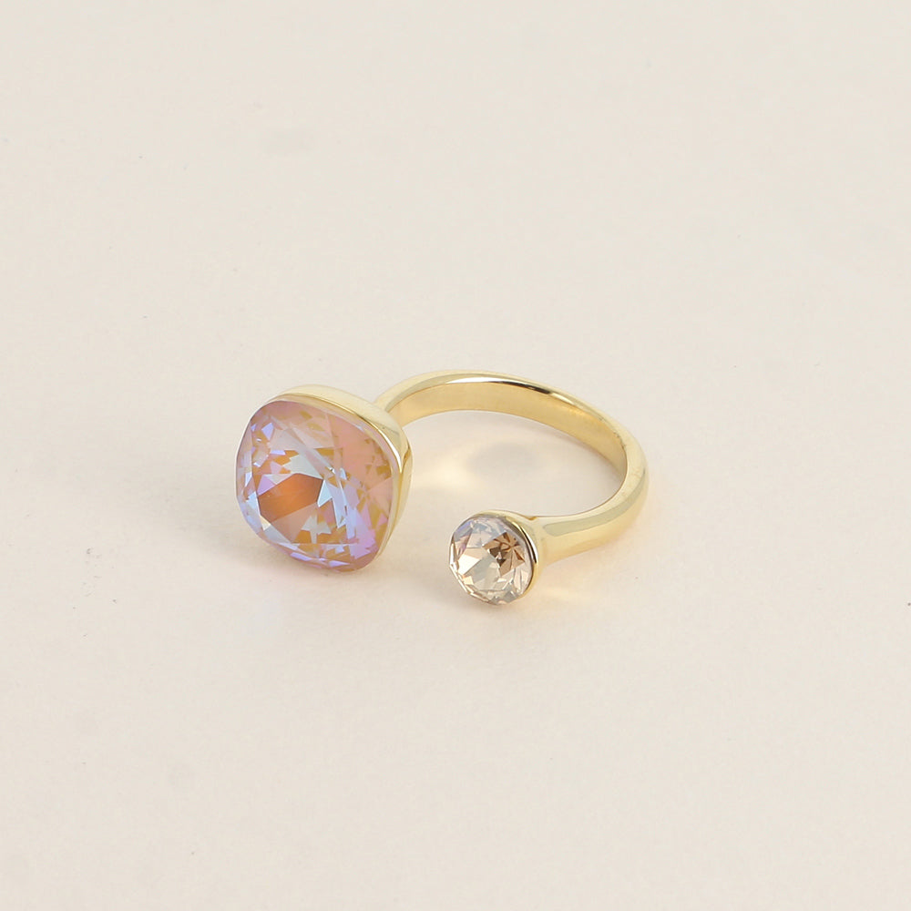 Bague - ornée de 2 cristaux de Swarovski® - Ochre delite & Pine Golden shadow