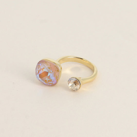 Bague - ornée de 2 cristaux de Swarovski® - Ochre delite & Pine Golden shadow