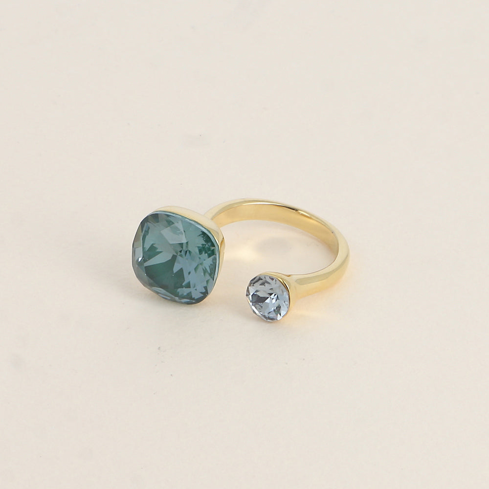 Bague - ornée de 2 cristaux de Swarovski® - Pine green ignite