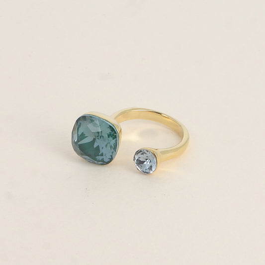 Bague - ornée de 2 cristaux de Swarovski® - Pine green ignite