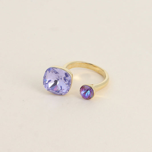 Bague - ornée de 2 cristaux de Swarovski® - Provence lavender & Burgundy delite