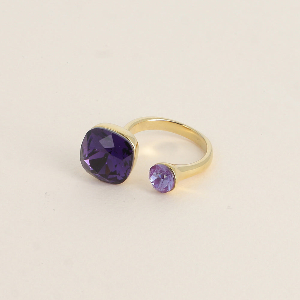 Bague - ornée de 2 cristaux de Swarovski® - Purple velvet