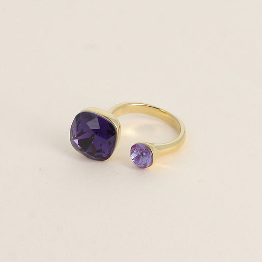 Bague - ornée de 2 cristaux de Swarovski® - Purple velvet