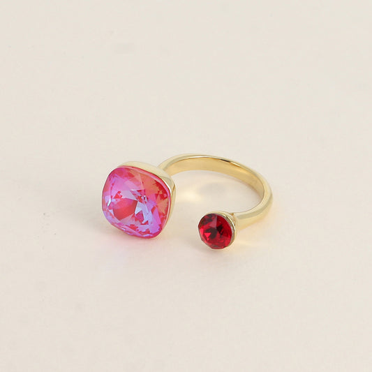 Bague - ornée de 2 cristaux de Swarovski® - Royal red delite & Scarlet