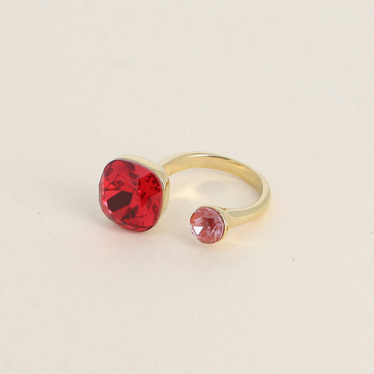 Bague - ornée de 2 cristaux de Swarovski® - Scarlet & Marron ignite