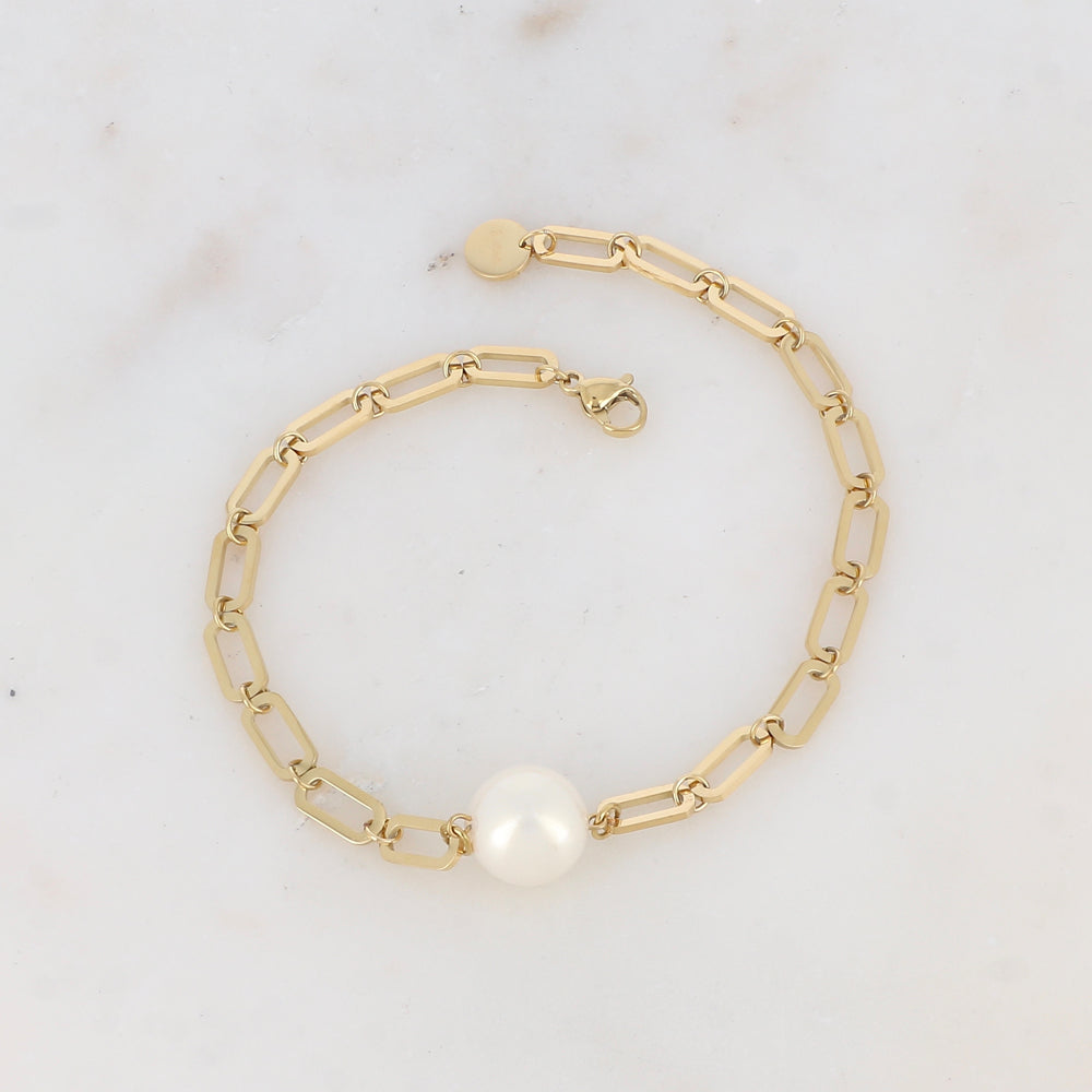 Bracelet en maille avec perle en résine effet nacré