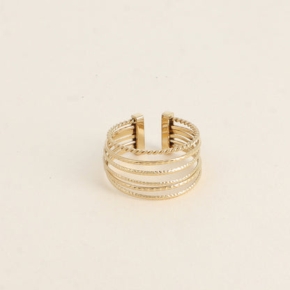 Bague - 6 anneaux lisses et striés