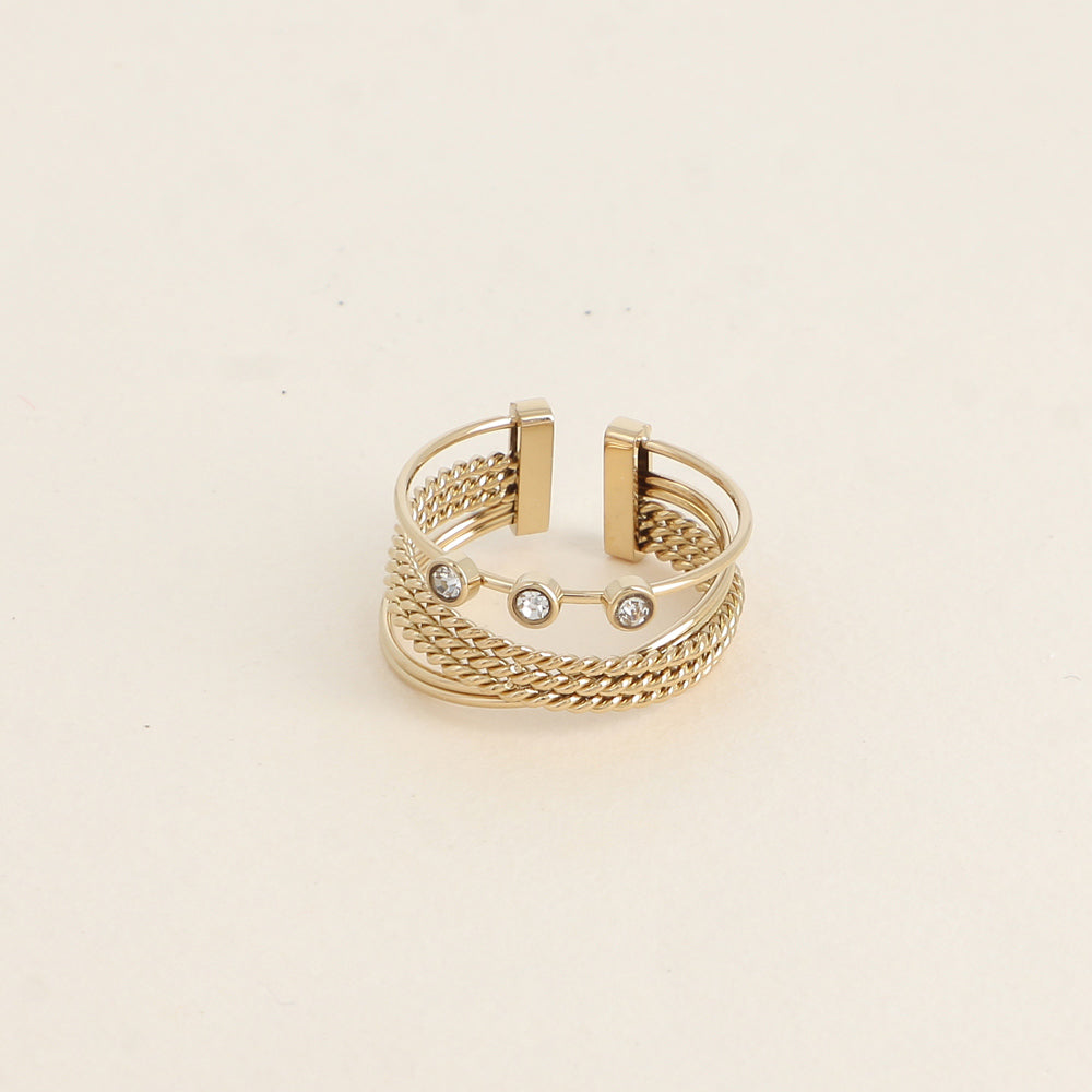 Bague - 3 anneaux avec 3 oxydes de zirconium blancs
