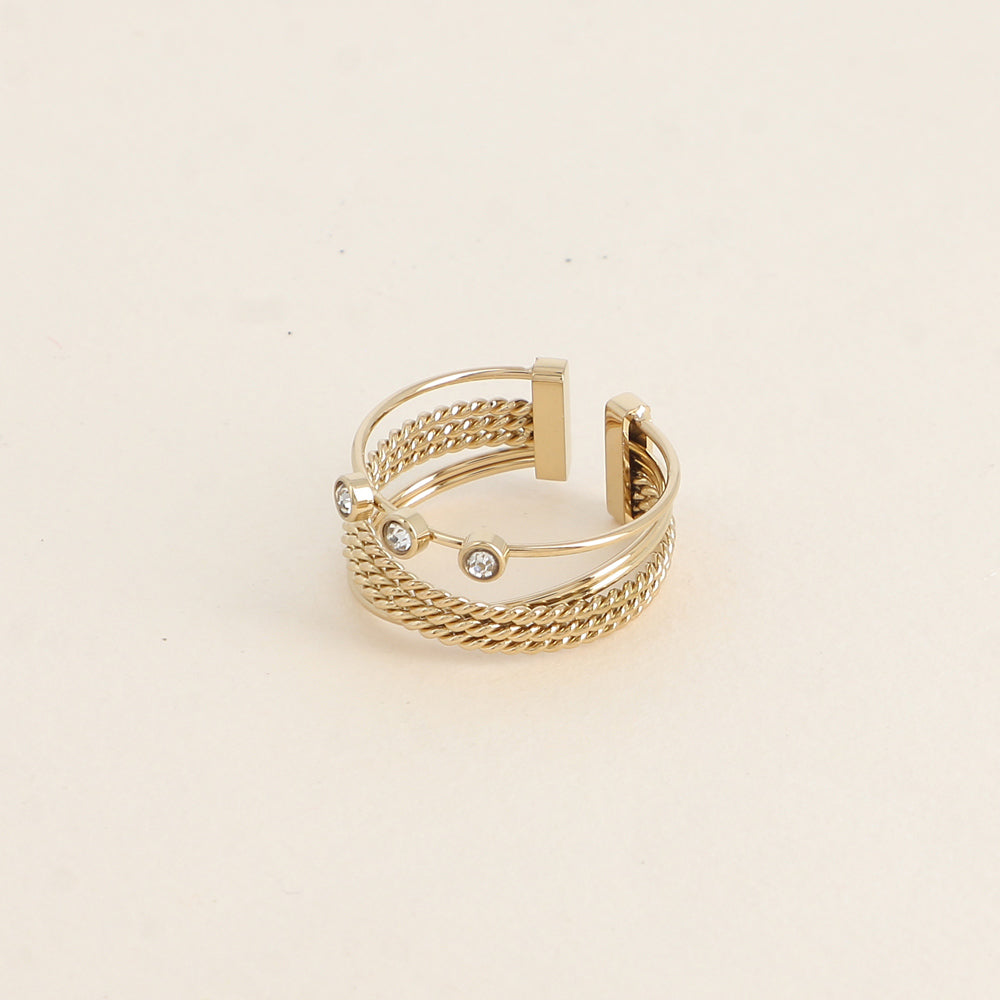 Bague - 3 anneaux avec 3 oxydes de zirconium blancs