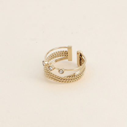 Bague - 3 anneaux avec 3 oxydes de zirconium blancs