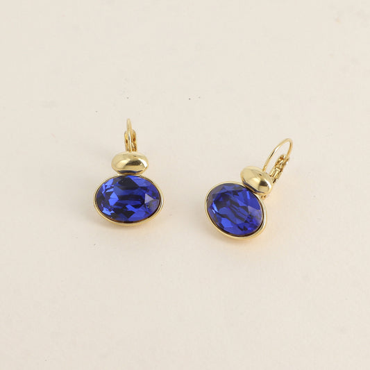 Boucles dorées - ornées de cristaux de Swarovski® - Dark sapphire