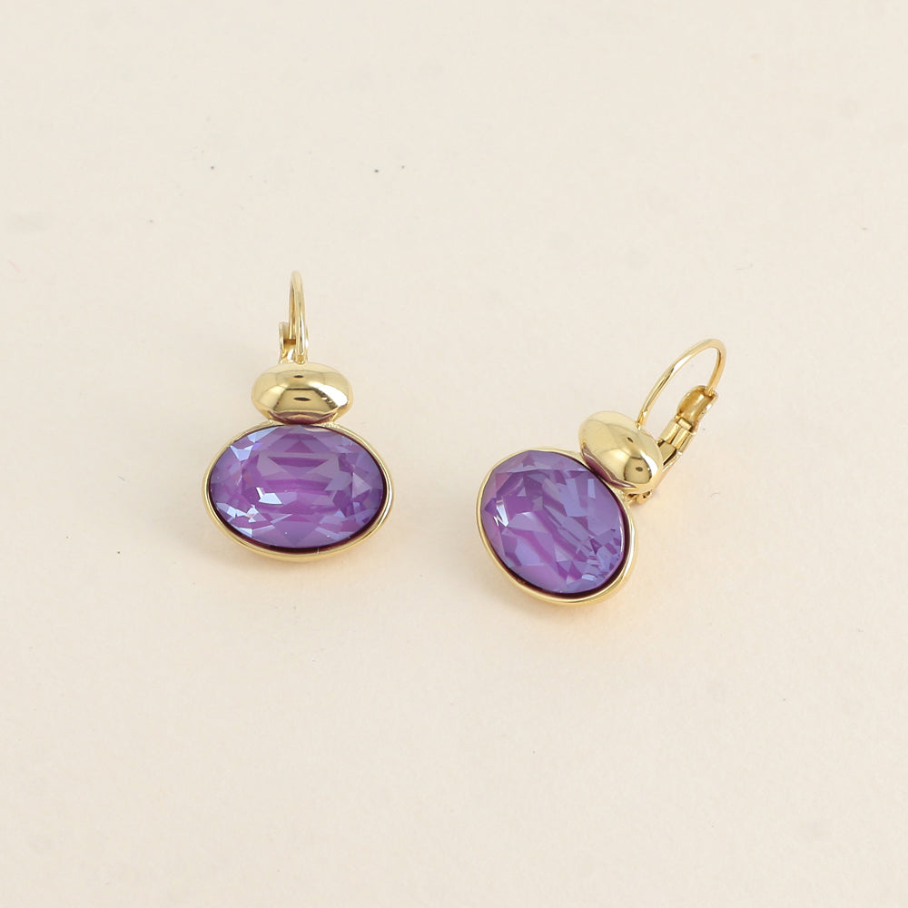 Boucles dorées - ornées de cristaux de Swarovski® - Purple ignite