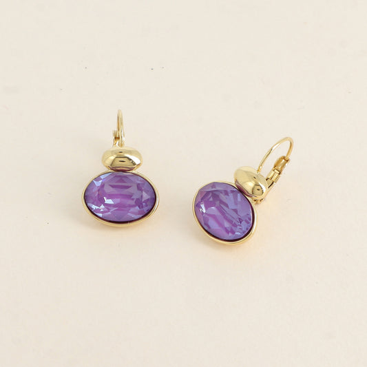 Boucles dorées - ornées de cristaux de Swarovski® - Purple ignite