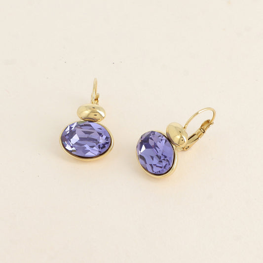 Boucles dorées - ornées de cristaux de Swarovski® - Tanzanite
