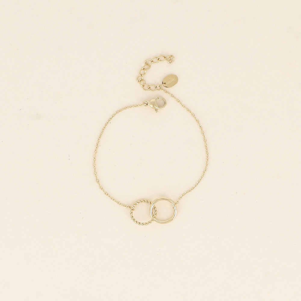 Bracelet - double anneau, l'un lisse et l'autre torsadé (16+3 cm)