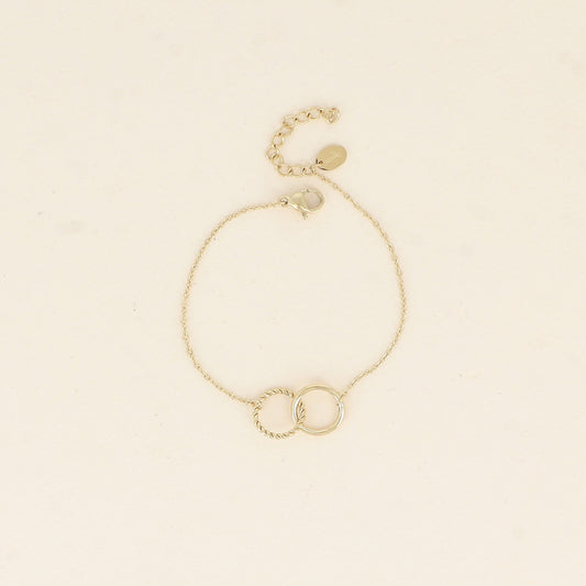 Bracelet - double anneau, l'un lisse et l'autre torsadé (16+3 cm)