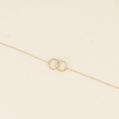 Bracelet - double anneau, l'un lisse et l'autre torsadé (16+3 cm)