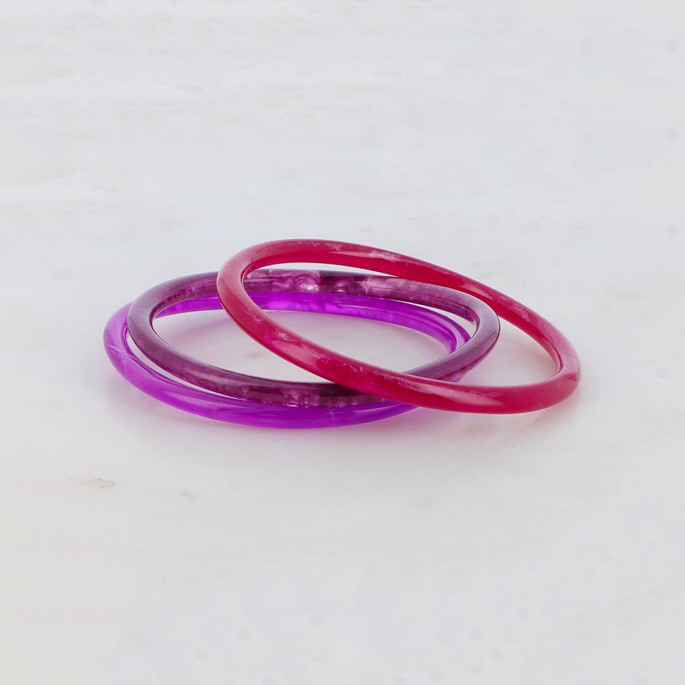 Lot de 3 joncs fermés en résine (TAILLE S)Dimensions intérieures du jonc : 6,2 x 6,2 cm - Epaisseur : 5 mm
