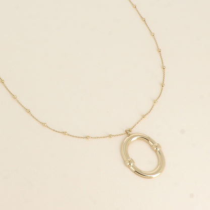 Collier - grand pendentif ovale brillant 60+5 cm