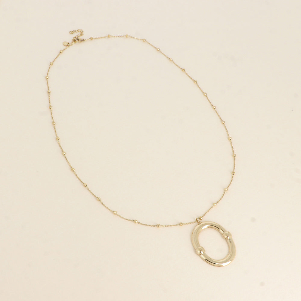 Collier - grand pendentif ovale brillant 60+5 cm