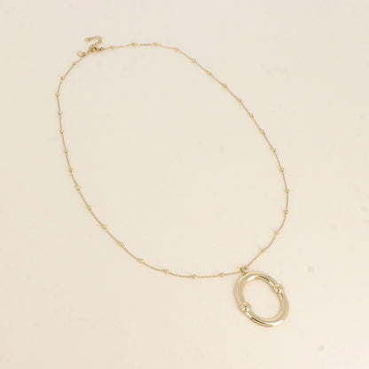 Collier - grand pendentif ovale brillant 60+5 cm