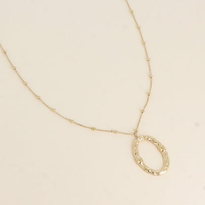 Collier - grand pendentif ovale texturé 60+5 cm