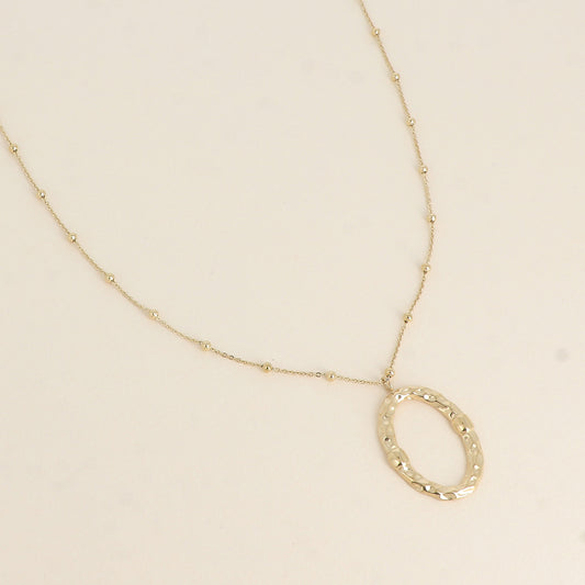 Collier - grand pendentif ovale texturé 60+5 cm