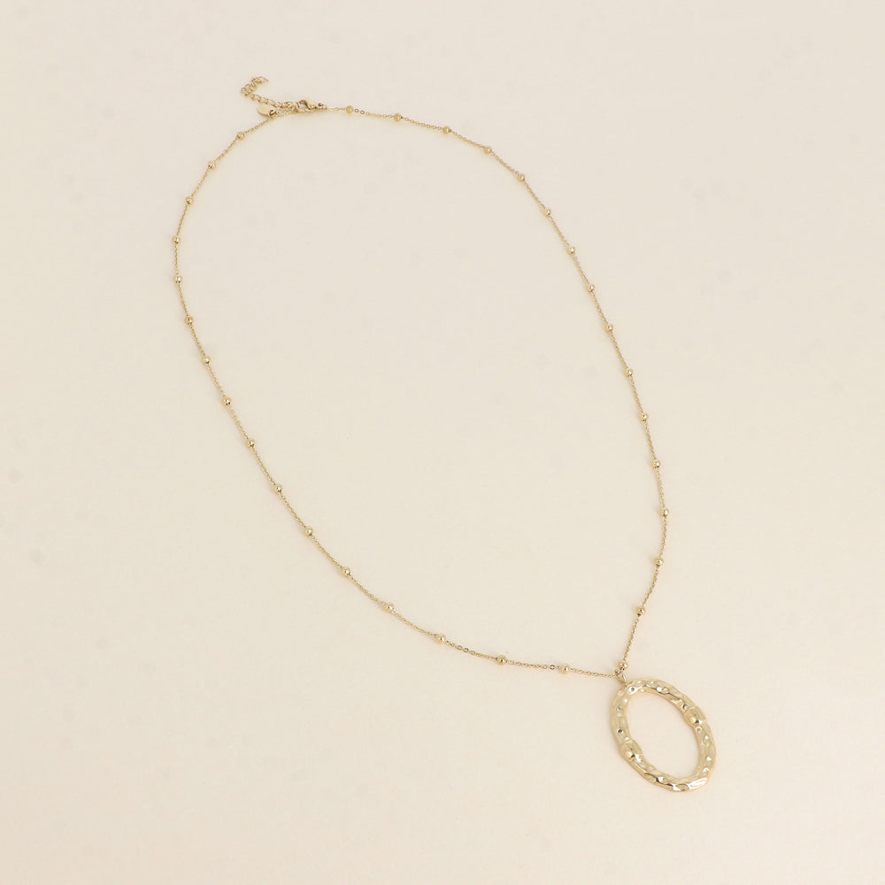 Collier - grand pendentif ovale texturé 60+5 cm
