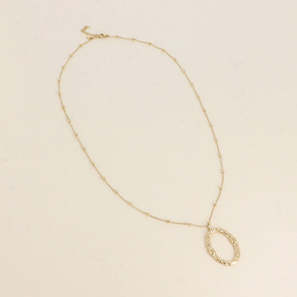 Collier - grand pendentif ovale texturé 60+5 cm
