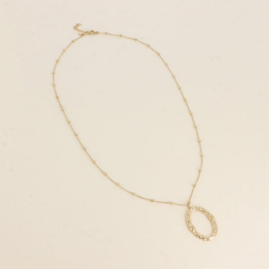 Collier - grand pendentif ovale texturé 60+5 cm