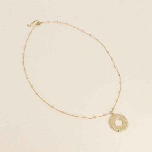 Collier - grand pendentif rond texturé 60+5 cm