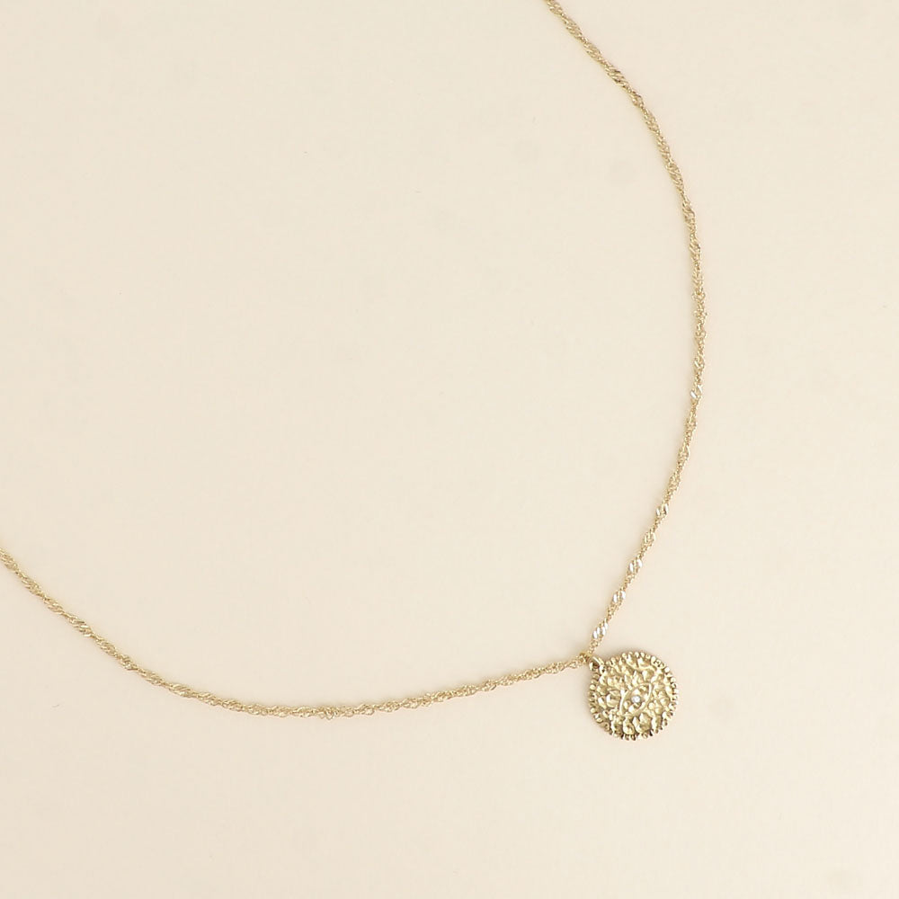 Collier - pendentif rond avec œil gravé 45+5 cm