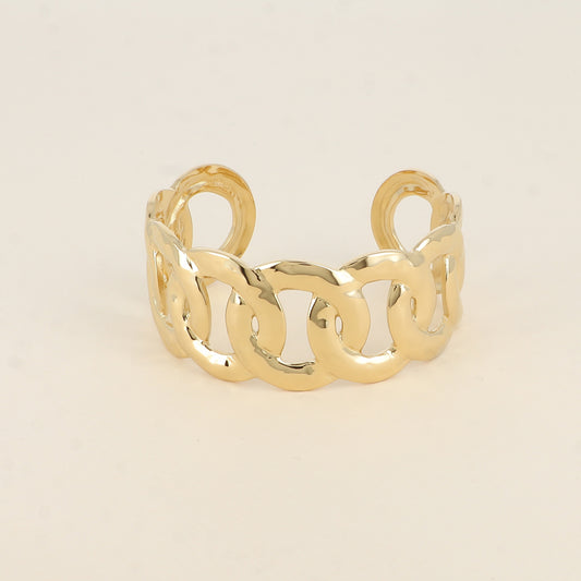 Manchette - forme maille ajourée - Dimensions : 6,3 x 5 cm - Hauteur du bracelet: 30 mm