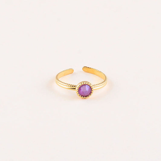 Bague fine ornée de cristaux de Swarovski® - Hauteur de la bague: 2 mm - Dimensions du cristal : 5x5 mm - Orchid ignite