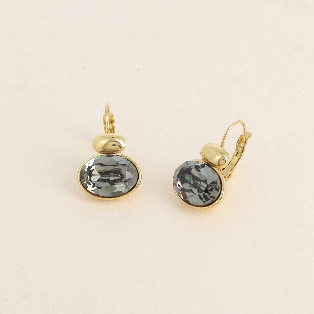 Boucles dorées - ornées de cristaux de Swarovski® - Black diamond