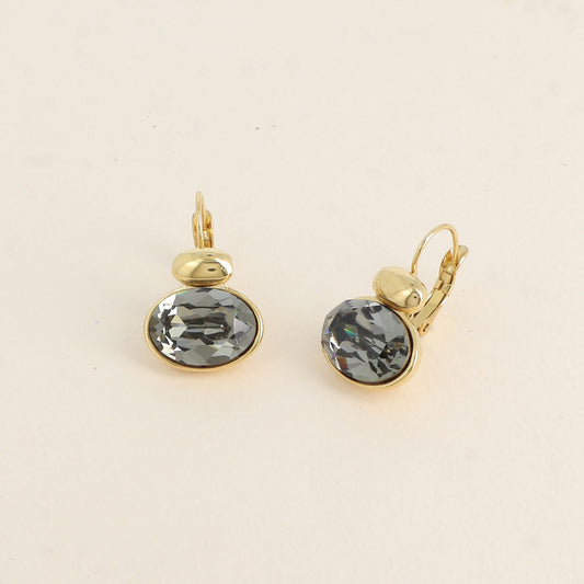 Boucles dorées - ornées de cristaux de Swarovski® - Black diamond