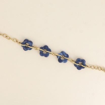 Bracelet - 4 fleurs en résine marine et maillons ovales (17+3 cm / dimension approximative d'une fleur: 20 x 20 mm)