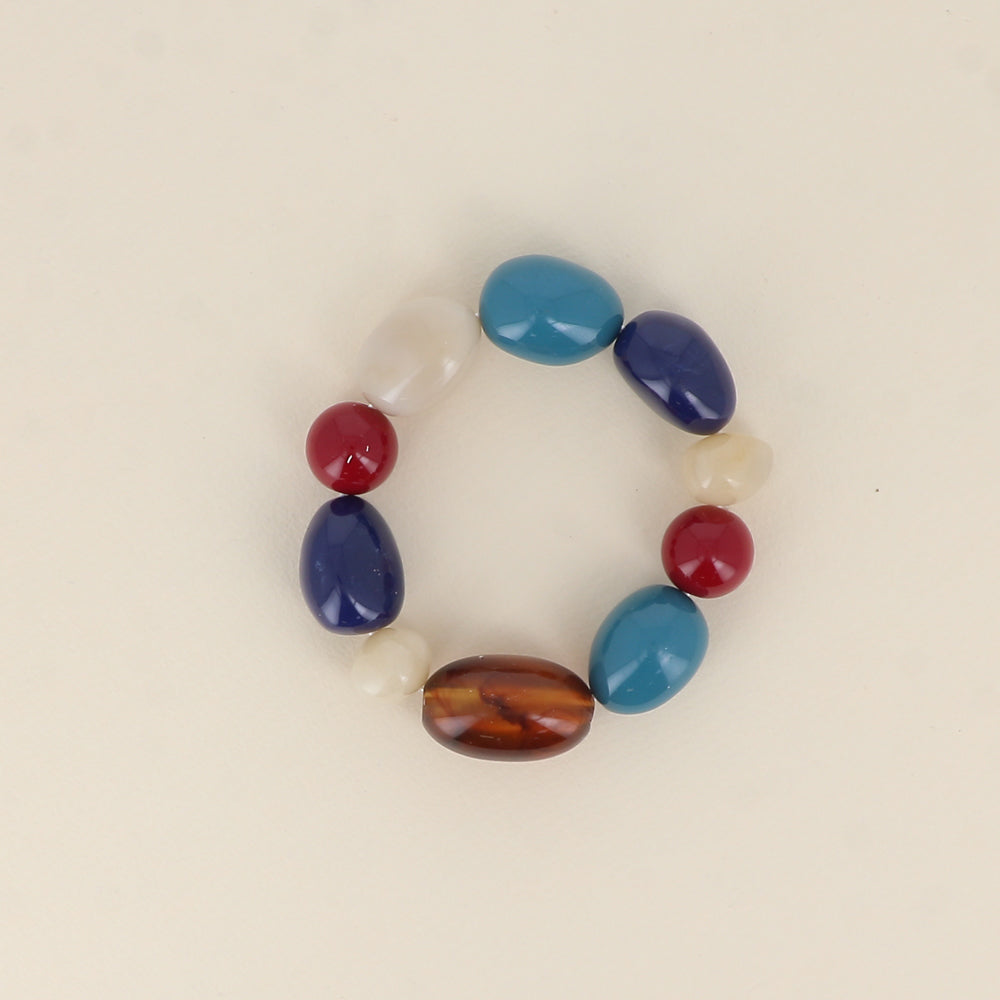 Bracelet élastique - perles de résine rondes et ovales