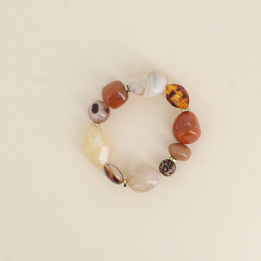 Bracelet élastique - perles en résine et rondelles