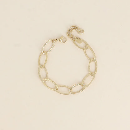 Bracelet - maille aux grands anneaux ovales texturés (16+3 cm)
