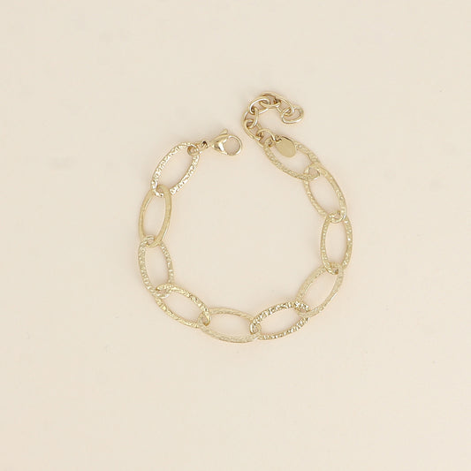 Bracelet - maille aux grands anneaux ovales texturés (16+3 cm)