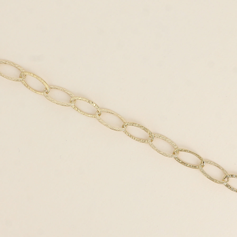 Bracelet - maille aux grands anneaux ovales texturés (16+3 cm)
