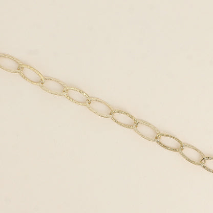 Bracelet - maille aux grands anneaux ovales texturés (16+3 cm)