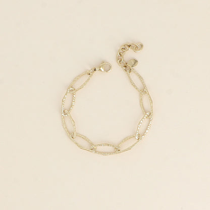 Bracelet - maille aux grands anneaux ovales texturés 16+3 cm