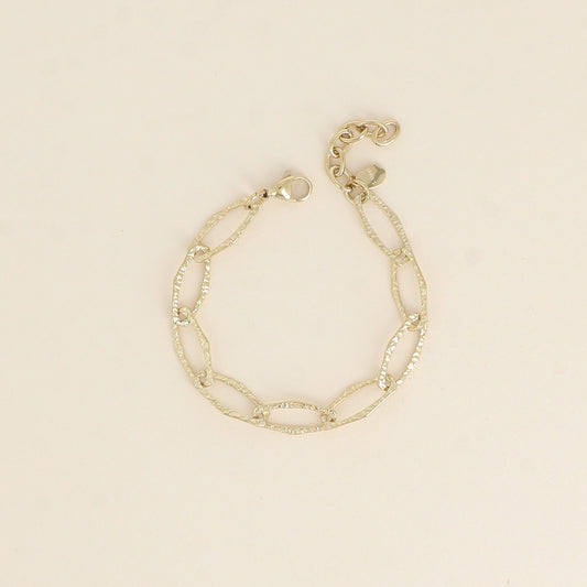 Bracelet - maille aux grands anneaux ovales texturés 16+3 cm