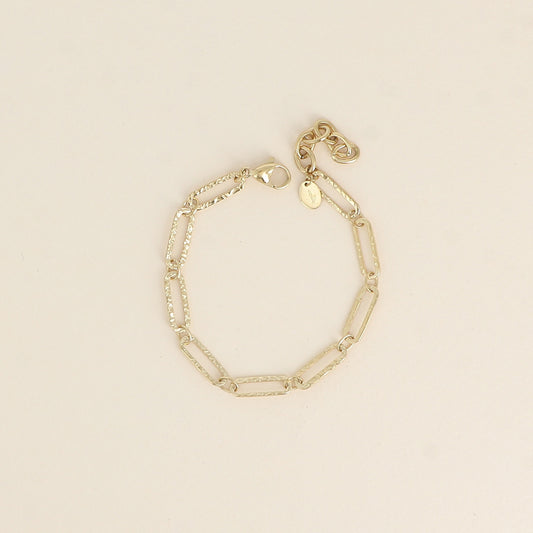 Bracelet - maille aux anneaux ovales texturés (16+3 cm)