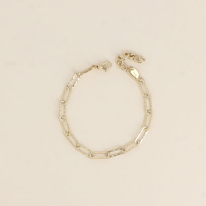 Bracelet - maille aux anneaux rectangulaires texturés (16+3 cm)
