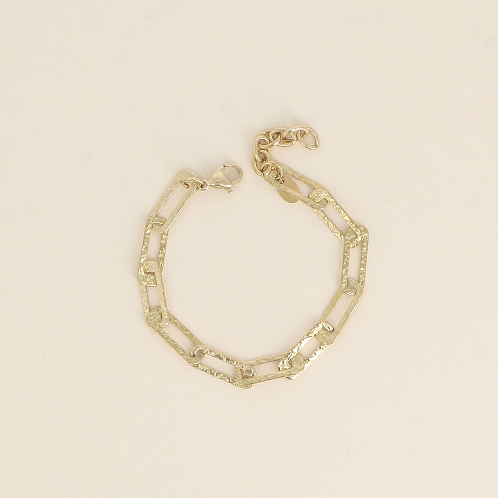 Bracelet - maille aux anneaux rectangulaires texturés (16+3 cm)