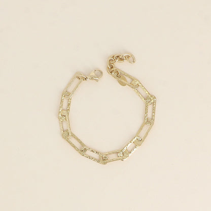 Bracelet - maille aux anneaux rectangulaires texturés (16+3 cm)