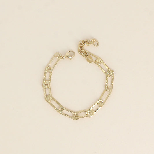 Bracelet - maille aux anneaux rectangulaires texturés (16+3 cm)